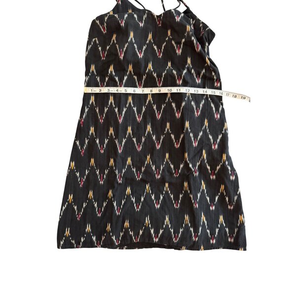 Loft Petite 6P Black & Multicolor Ikat Pattern Sleeveless Dress With Crisscross - Picture 7 of 8